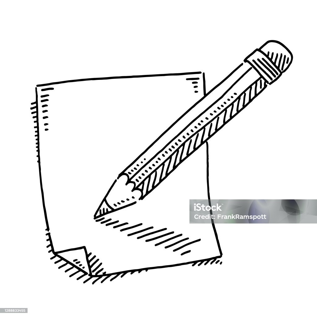 Pencil And Paper Note Symbol Drawing Stock Illustration - Download ...