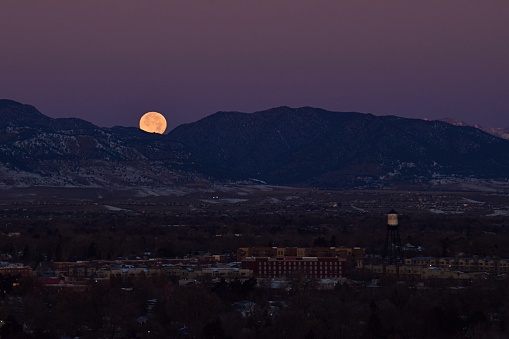 Moonset over Arvada, Colorado.
