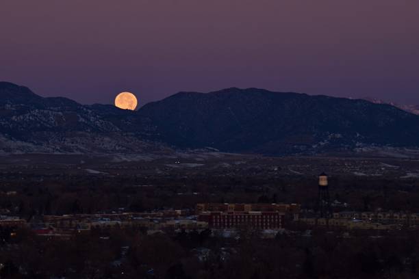 Arvada Moonset Moonset over Arvada, Colorado. arcada stock pictures, royalty-free photos & images