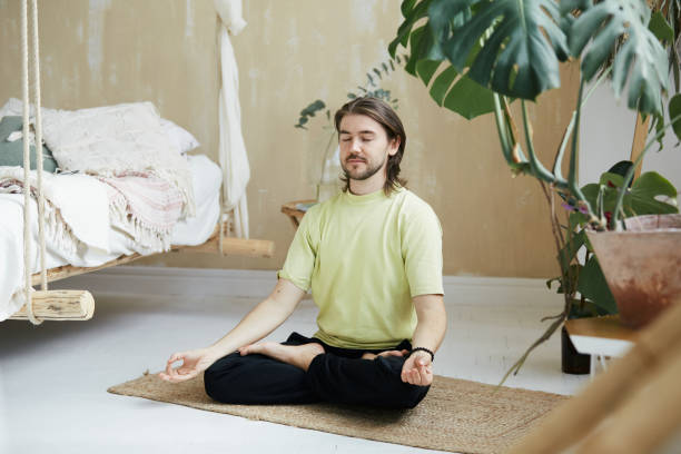 istock zen practice at home with yoga teacher 1288834654