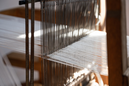 Vintage old traditional handcraft wooden weaving loom