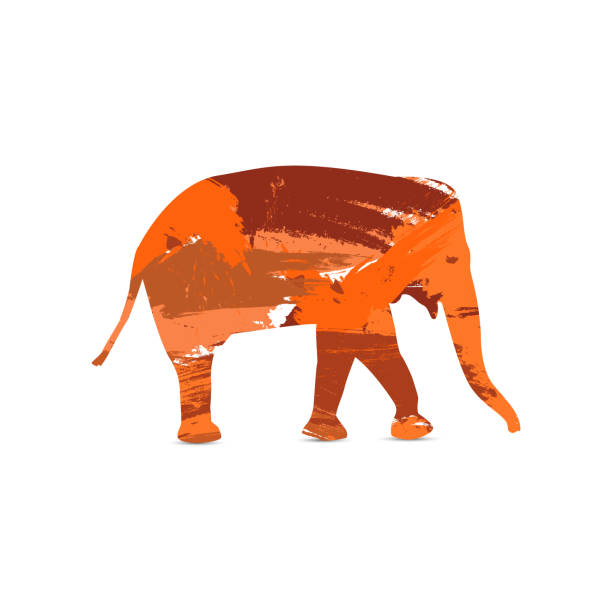 silhouette des elefanten - backgrounds elephant illustration and painting india stock-grafiken, -clipart, -cartoons und -symbole