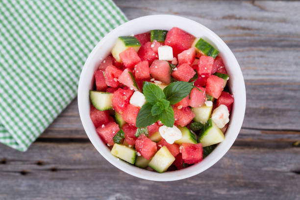 watermelon salad with feta and mint
