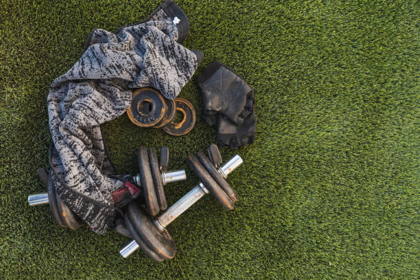 istock Old rusty gym in the garden on the grass with space for text 1288842971