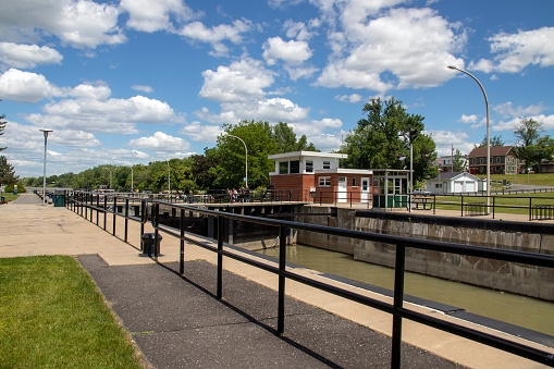 St-Ours Canada - 22 June 2019 : Saint-Ours Canal National Historic Site park at daytime at summer
