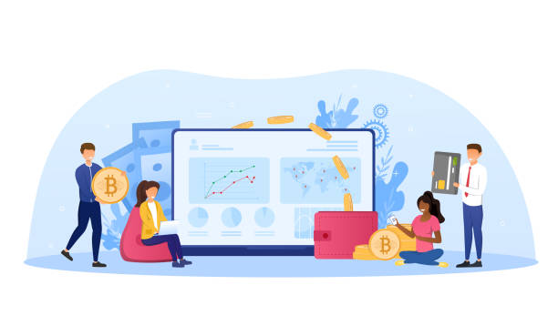 Cryptocurrency exchange concept Cryptocurrency exchange. Blockchain technology, bitcoin, altcoins, cryptocurrency mining, finance, digital money market, cryptocoin wallet, crypto exchange Flat design vector illustration litecoin stock illustrations
