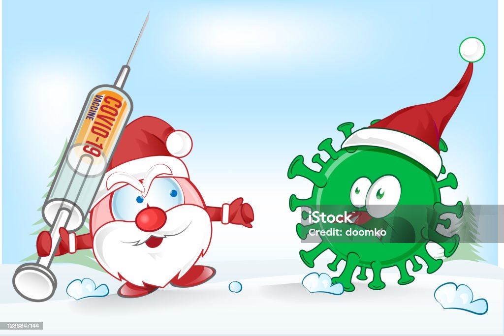 Santa Claus Mascot Fight Against Corona Virus Covid19 Cartoon On Christmas  Background Stock Illustration - Download Image Now - iStock
