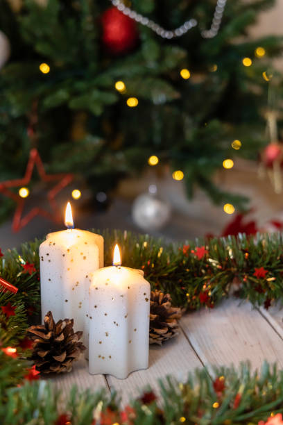 istock Christmas candles. Christmas decor 1288847292