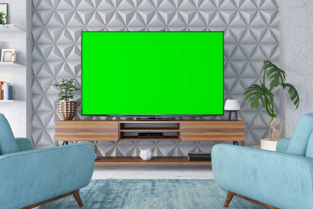 istock Modern Living Room with Mock Up TV 1288848493