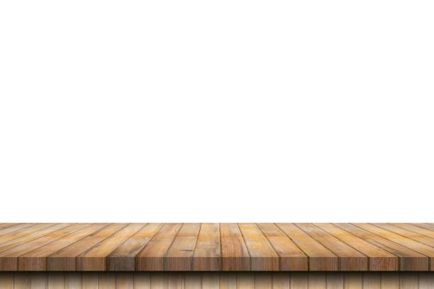istock Empty wood table on isolate white background and display montage with copy space for product. 1288848516
