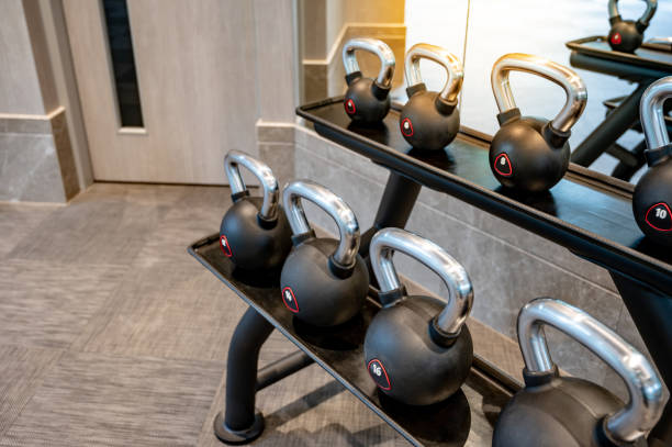 istock Group of kettlebell on rack in exercise gym 1288851195