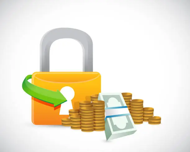 Vector illustration of Money protection lock symbol illustration