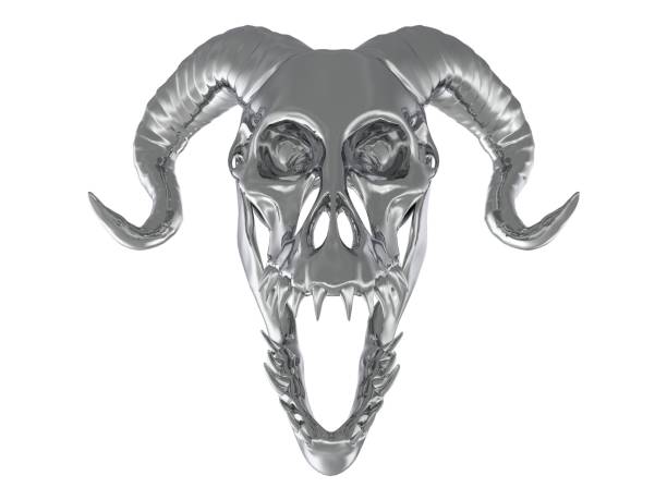 3D illustration monster metal skull isolated on white background