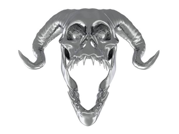 3D illustration monster metal skull isolated on white background