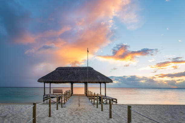 istock Panoramic pier over the indian ocean at sunset 1288856668