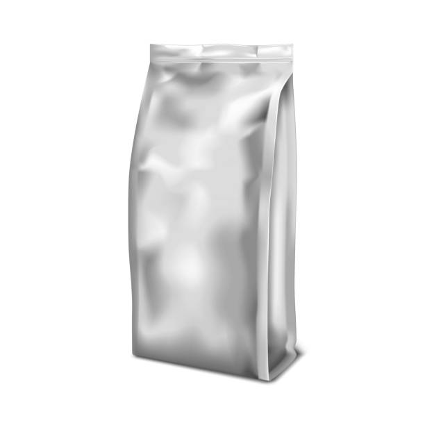 istock Blank foil gusseted bag, vector mockup. Crumpled vacuum stand up pouch isolated on white background, mock-up. Food packaging, realistic template 1288856813