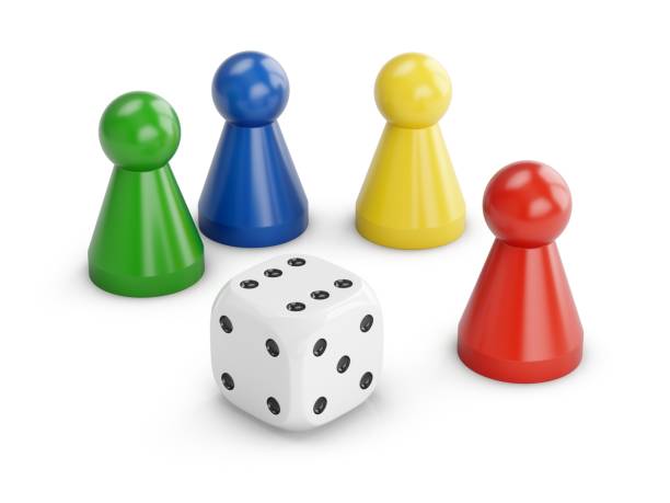istock 3D Rendering Game figures and one dice isolated on white background 1288863724