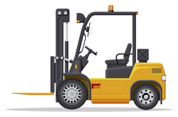 istock Yellow forklift truck isolated on white background 1288868560