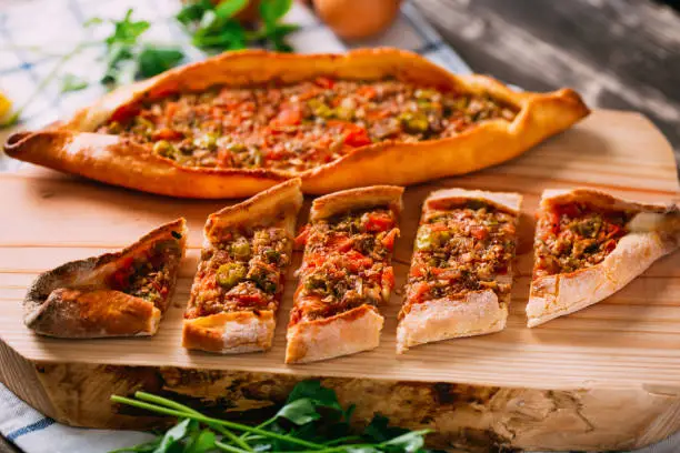 Authentic Turkish Pide. Turkish Pide Are Breads That Filling With Beef