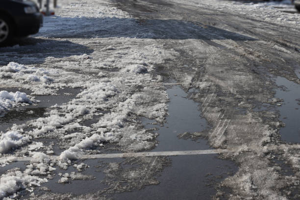 istock Danger icy road, slippery street 1288870178