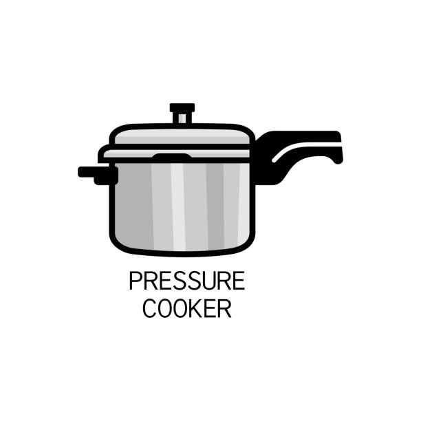 Pressure Cooker For Cooking Outline Vector For Packaging Design Stock  Illustration - Download Image Now - iStock