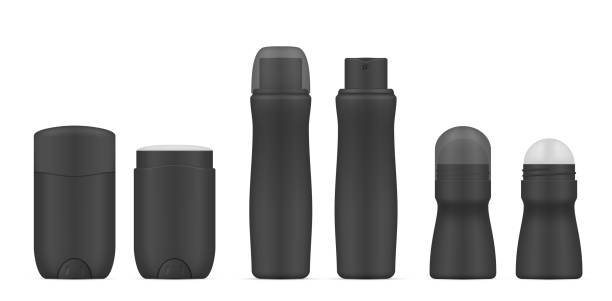 istock Antiperspirant ready made black design for men realistic vector set. Deodorants male mock ups. 1288881658