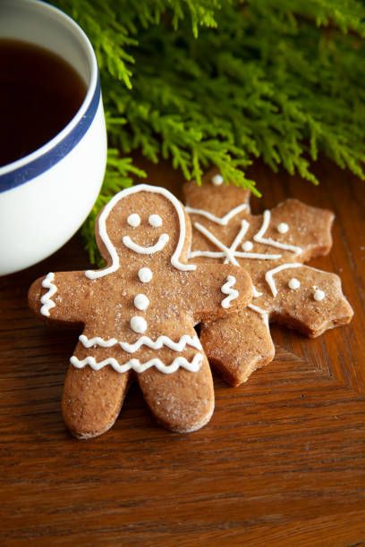 istock Coffee with Gingerbread ,star, tree, snow shaped cookies on grunge wooden table. 1288888094