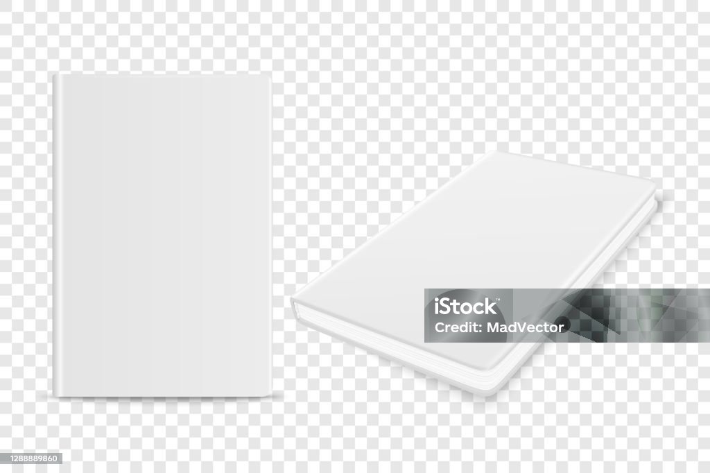 Vector 3d Realistic White Closed Blank Paper Notebook Set Isolated On  Transparent Background Design Template Of Copybook Diary For Mockup  Advertise Logo Print Front Top View Stock Illustration - Download Image Now  