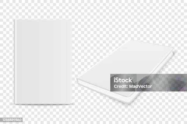 Vector 3d Realistic White Closed Blank Paper Notebook Set Isolated On  Transparent Background Design Template Of