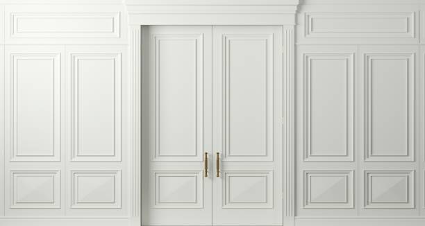 istock White double old classic door in room 1288891019