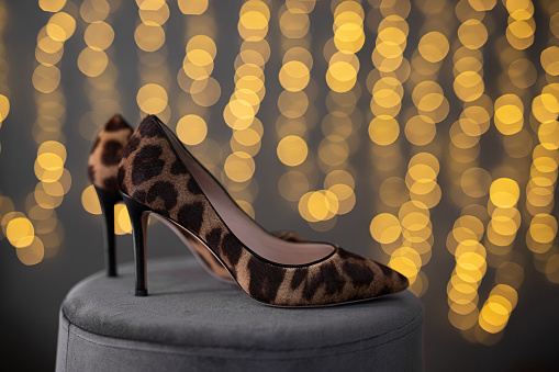 Elegant women's high-heeled shoes, prepared for party