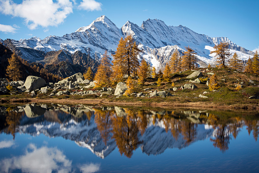 Coloroful autumn mountains landscape, italian Alps