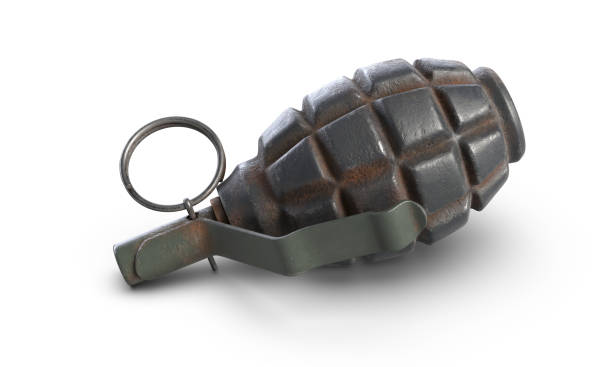 istock 3D illustration of fragmentation grenade F1 isolated on white backfround. 1288896882