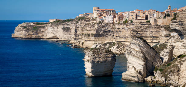 istock Old Town of bonifacio, dramatically siutated atop an eroding limestone promontory. The famous, picturesque Rock formatrion „le grain de sable“ Corsica, France. 1288897248