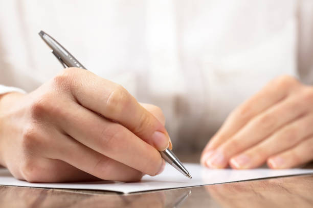 istock Application form, document, employment contract, signature filling. 1288899493