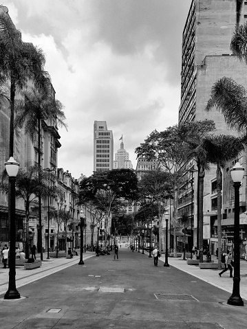 Boardwalk on São João Avenue towards the Anhangabau valley in downtown São Paulo in Brazil