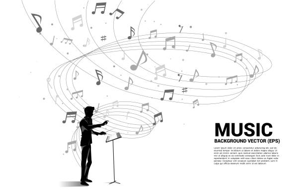 ベクトル指揮者と音楽メロディーノートダンスの流れ. - 指揮者点のイラスト素材／クリップアート素材／マンガ素材／アイコン素材