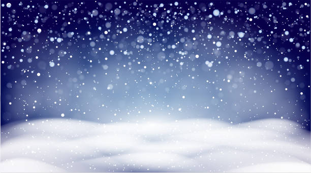 istock Winter snow background, falling snow, snowflakes. Christmas blue vector landscape. 1288909159