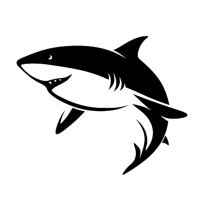 matar Fahrenheit Viaje Shark Black Silhouette Vector Illustration Stock Illustration - Download  Image Now - Shark, Animal Fin, Logo - iStock