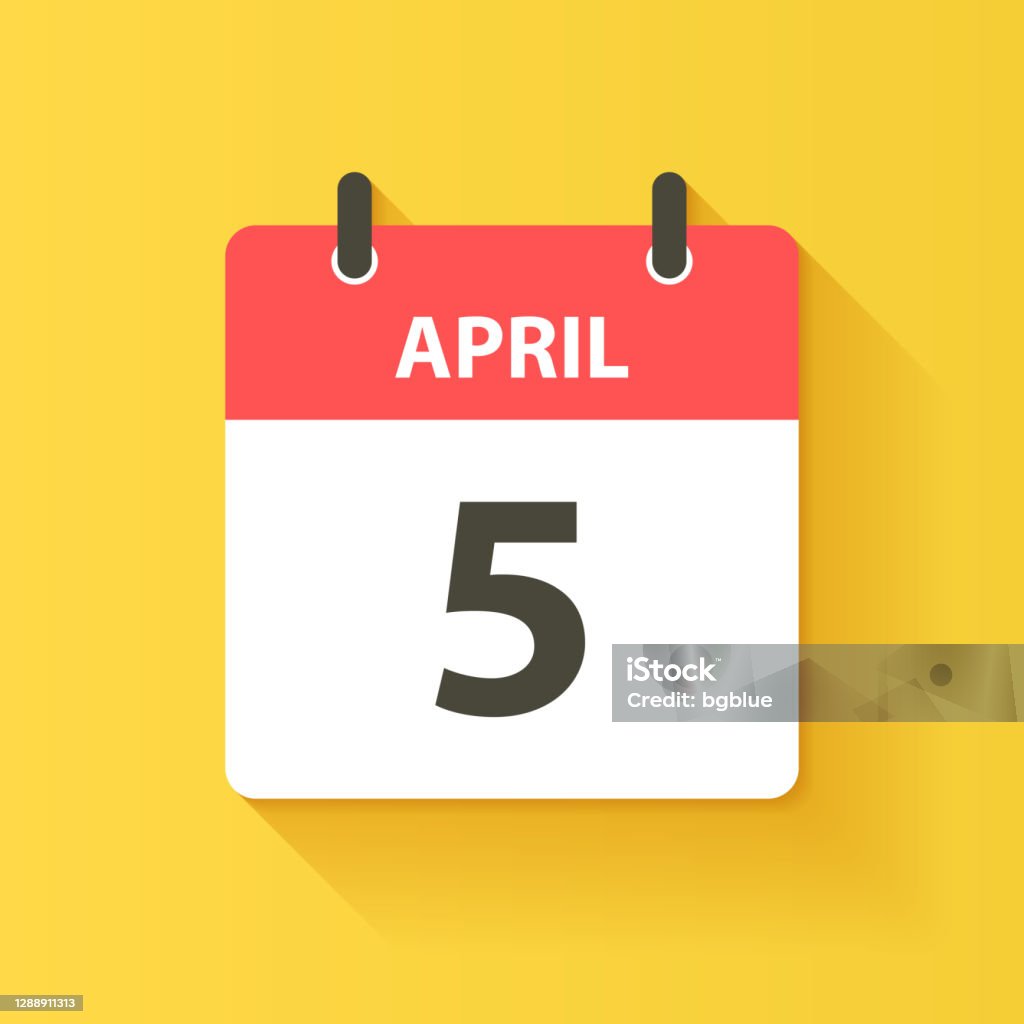 April 5 Daily Calendar Icon In Flat Design Style Stock Illustration