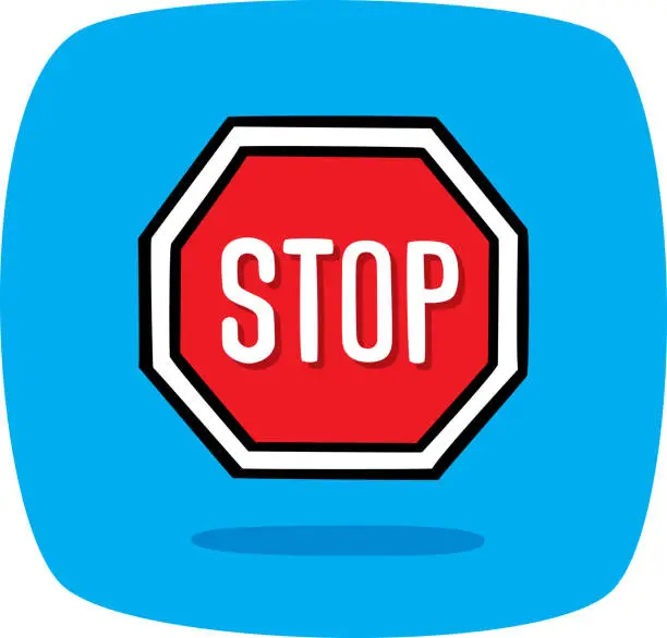 Vector illustration of Stop Sign Doodle 1