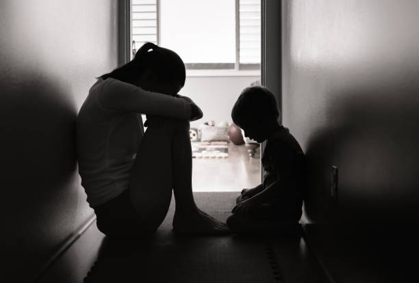 I can't do this anymore Sad mother and son at home. Quarantine, lockdown. critical thinking kids stock pictures, royalty-free photos & images