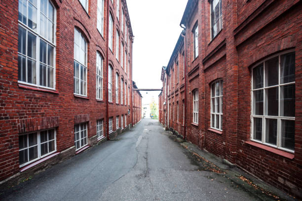 Narrow street in old industrial district - Forssa, Finland