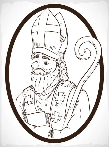 Vector illustration of Religious Image of Saint Nicholas in Hand Drawn Style