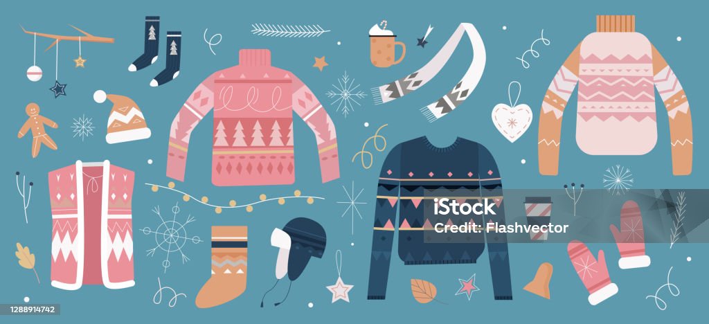 Ilustración de Set De Navidad Ropa De Invierno De Dibujos Animados Y  Colección De Accesorios y más Vectores Libres de Derechos de Invierno -  iStock