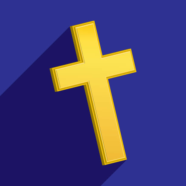ilustraciones, imágenes clip art, dibujos animados e iconos de stock de icono de la cruz de oro - cross cross shape shiny gold