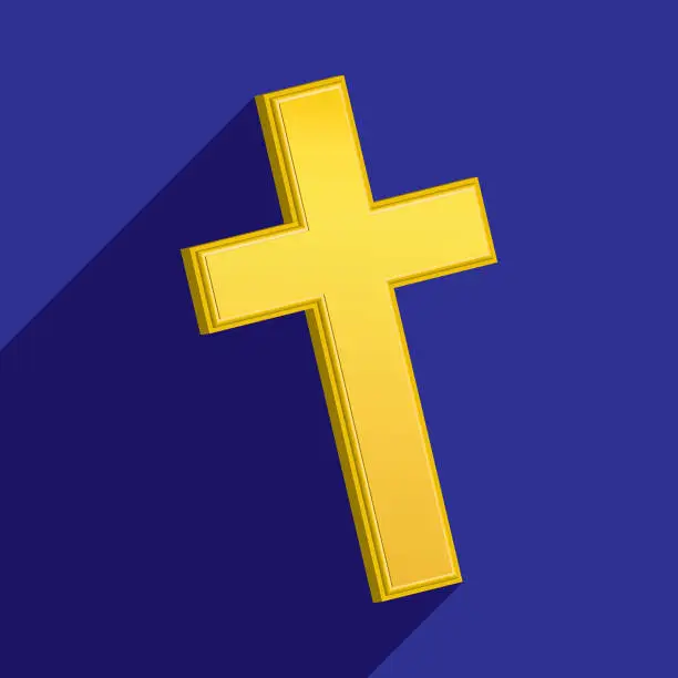 Vector illustration of Gold Cross Icon