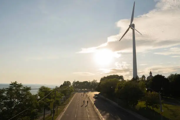 Wind Turbine on a sunny day in Toronto Ontario Canada