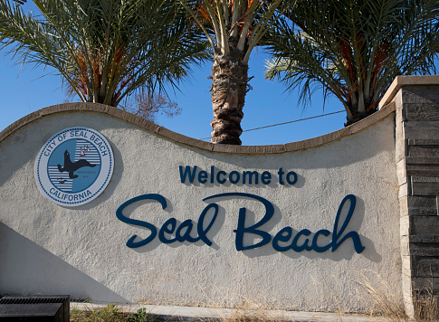 Seal Beach, California USA - November 30, 2020. Welcome Sign when entering Seal Beach California.