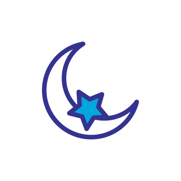 illustrazioni stock, clip art, cartoni animati e icone di tendenza di icona lunare logo illustrazione design - tourist resort hotel silhouette night